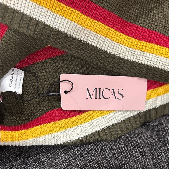 NWT- Micas Halter Backless Striped Knit Dress - Red, Green, Yellow - Picture 2 of 2